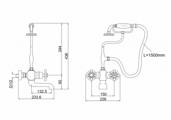 Tay Thermostatic Bath Shower Mixer Wall Mounted Valve